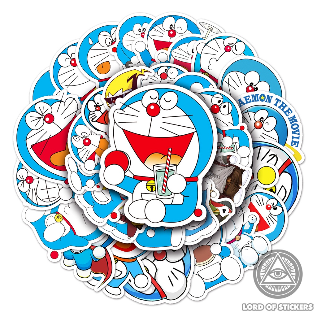 Set 52 Nhãn Dán Hoạt Hình Doraemon Sticker Mèo Máy Doremon Cute Chống Thấm Nước Trang Trí Mũ Bảo Hiểm, Ván Trượt, Vali