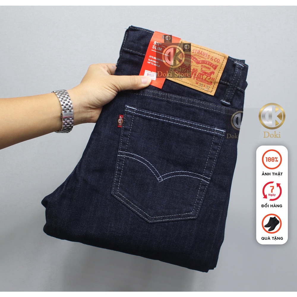 Quần Jean Nam Cao Cấp Xanh Đen Trơn, Quần Bò Nam Chất Vải Co Giãn Thoải Mái, DOKI XT-02