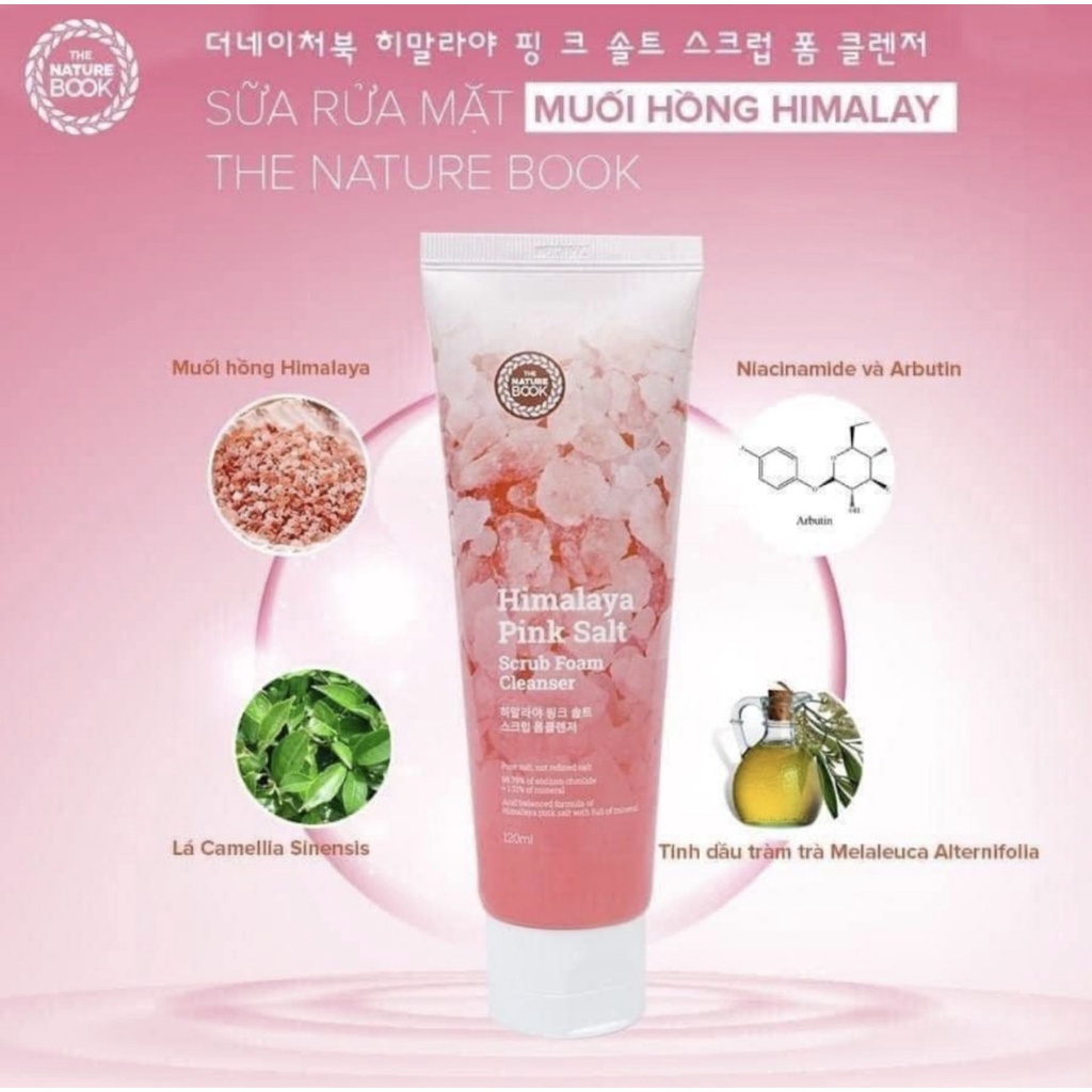 Sữa rửa mặt sạch sâu cho da mụn,da dầu chiết xuất muối hồng himalaya The Nature Book 120g