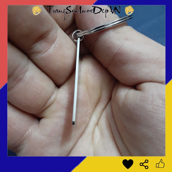 Móc khóa inox có thẻ bài trơn hình chữ nhật có thể dùng để khắc tên cùng chế độ bảo hành không đen, không gỉ