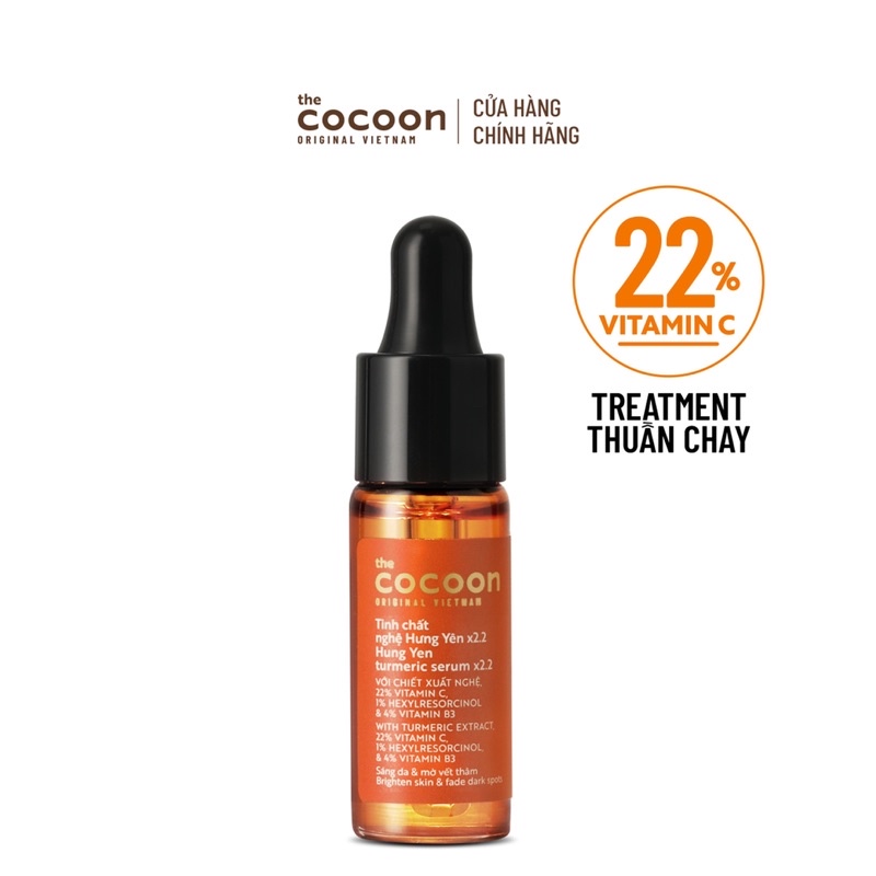 TRIAL SIZE - Tinh chất nghệ Hưng Yên x2.2  với 22% vitamin C sáng da chuyên sâu & mờ vết thâm Cocoon 5ml
