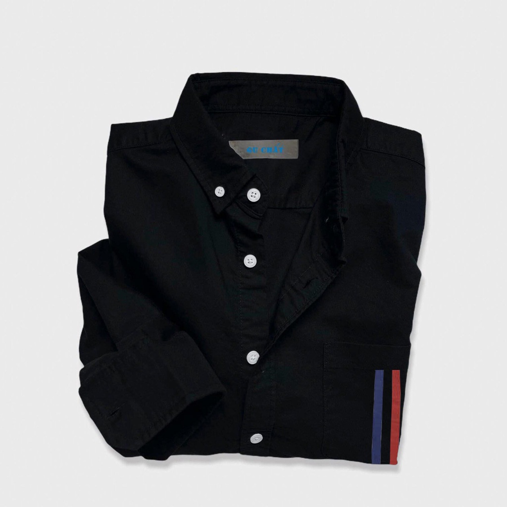 Áo Sơ Mi Nam Túi Sọc Xanh Đỏ GU CHẤT , Vải Oxford Dày Dặn GUSM04S.