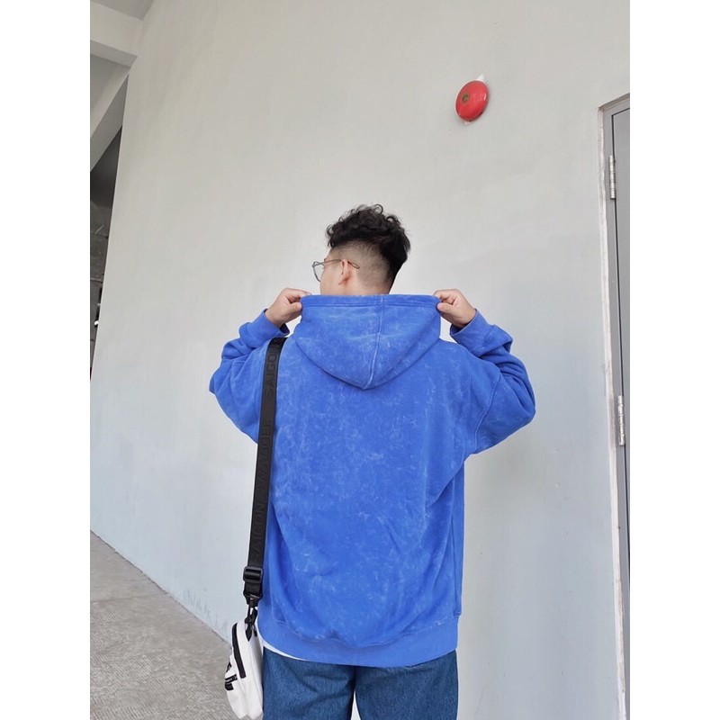 ÁO HOODIE WASH MÀU XANH