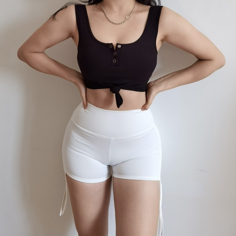 Quần short thể thao lưng cao phối túi và dây rút năng động