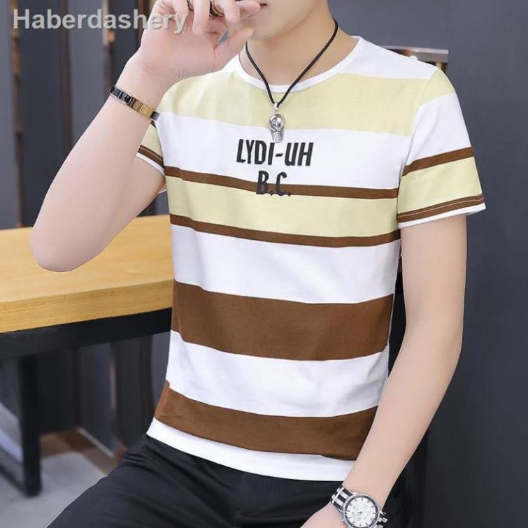 Xả 2021 mùa hè mới dành cho nam vải lụa mỏng Áo thun Hàn Quốc thanh niên, tay ngắn học sinh cấp 2 xịn