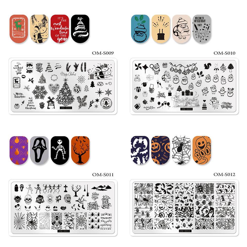 OCEANMAP Khuôn In Họa Tiết Trang Trí Móng Tay Chủ Đề Giáng Sinh