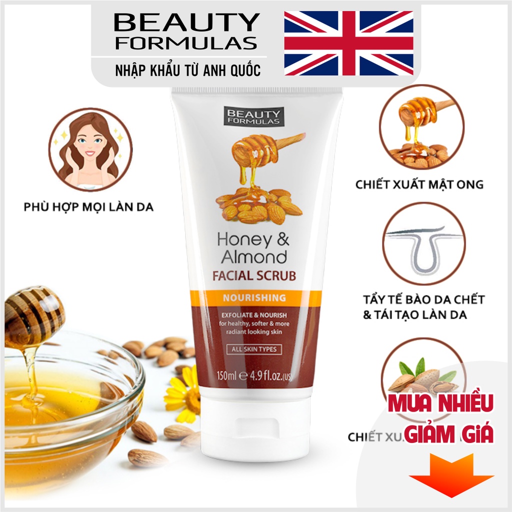 Sữa Rửa Mặt Tẩy Da Chết Mật Ong Beauty Formulas Honey & Almond Facial Scrub 150ml