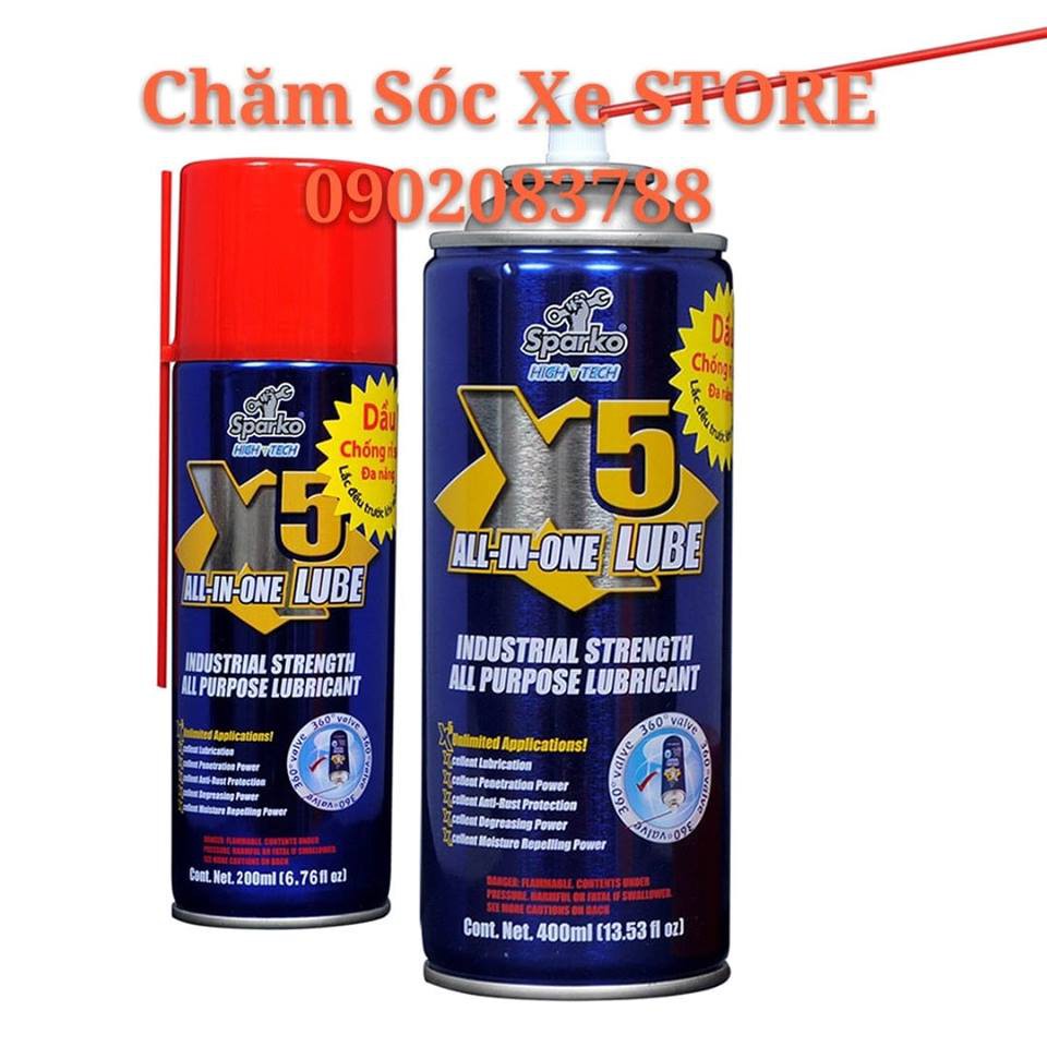 Dầu Tẩy Rửa Sên - Xích, Chống Rỉ Sét Đa Năng X5 400ml- Thái Lan