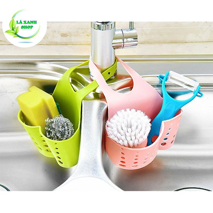 GIỎ ĐỰNG GIẺ Lưới Rửa Bát - Giỏ Nhựa Treo Đồ Rửa Chén, Gắn Vòi Nước Bồn Rửa Có Móc Cài Quai
