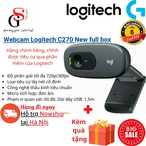 Camera kĩ thuật số Webcam Logitech C270 C270i HD CHÍNH HÃNG Full HD 720p 30 FPS phạm vi Mic dài tự giảm tiếng ồn