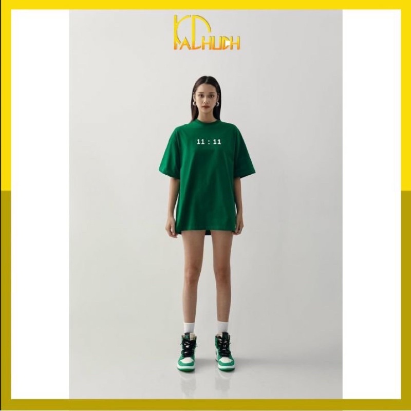 Áo phông tay lỡ in 11:11 vải thun cotton 35/65 hàng dày dặn