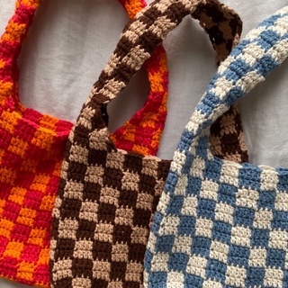 [ HANDMADE ] Crochet Checkered Bag - Túi móc caro