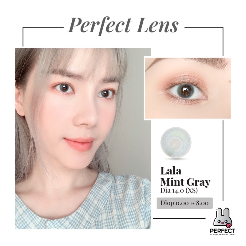 Lens Mắt , Kính Áp Tròng LALA MINT GRAY  Độ Cận và Không Độ , DIA 14.0 , Cho Mắt Nhạy Cảm Giá Sale