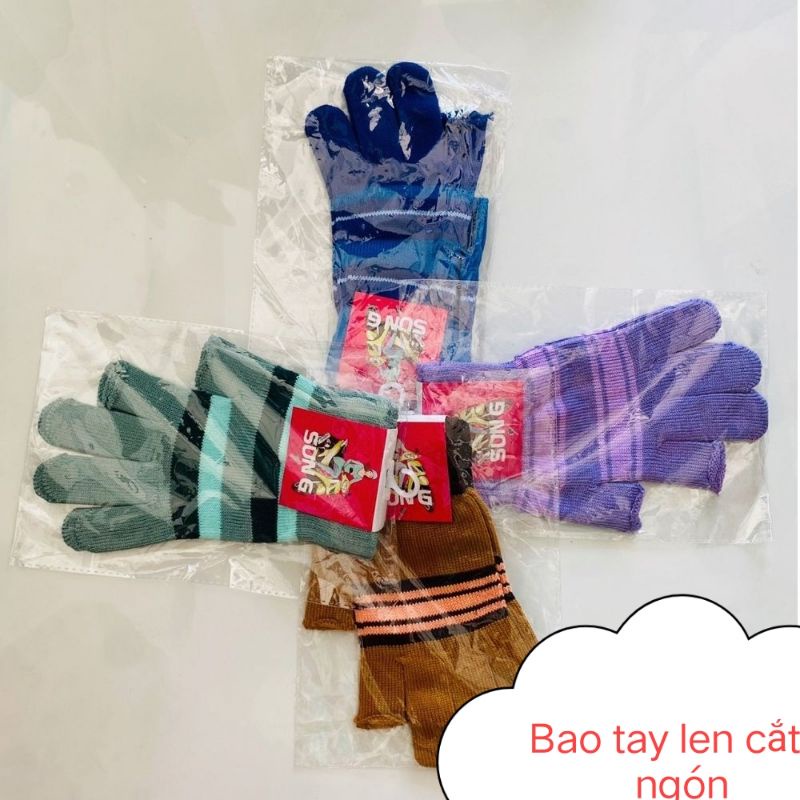 Bao tay len nữ hở 2 ngón tiện lợi, chống nắng giữ ấm tốt