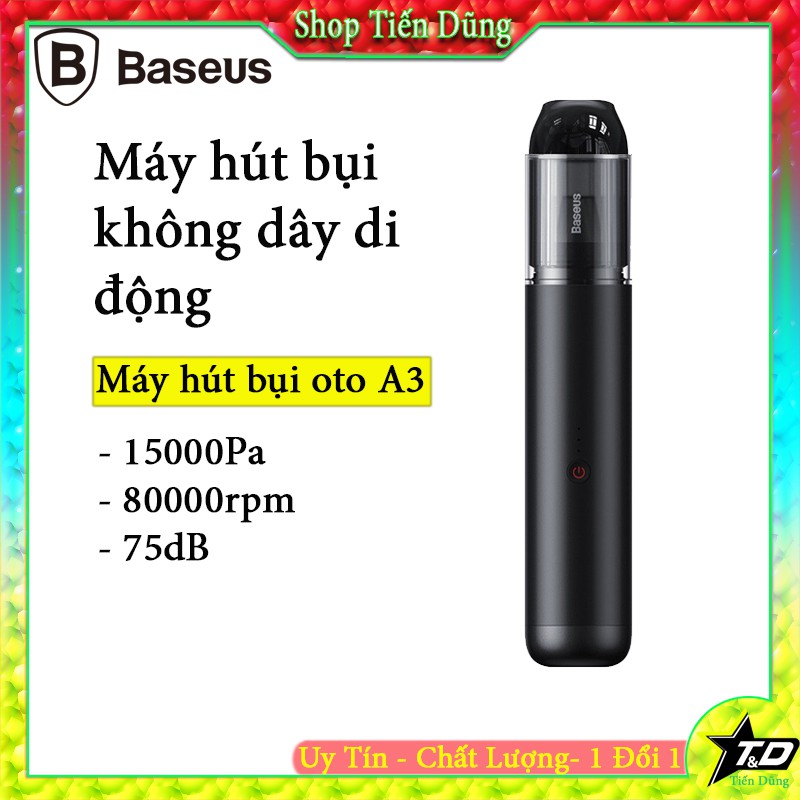 Máy hút bụi cầm tay tích điện không dây baseus A3 công suất 15000PA 135W sạc nhanh QC3.0