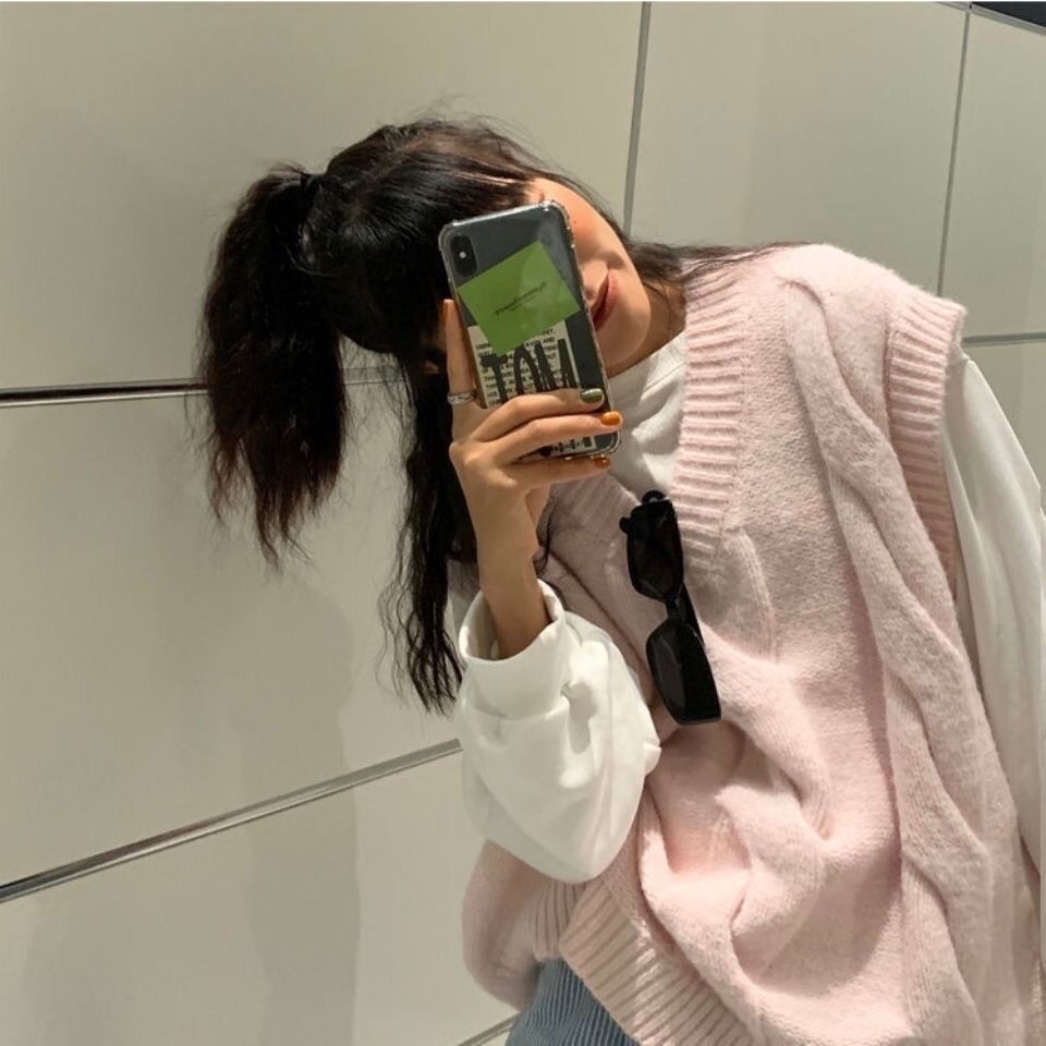 Áo Dệt Kim Không Tay Dáng Rộng Cổ Chữ V Phong Cách Vintage Thời Trang Dành Cho Nữ