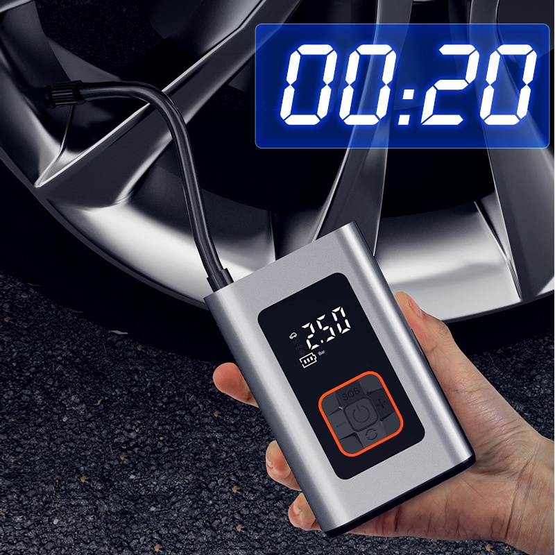 Máy Bơm Lốp Xe Hơi/Xe Máy/Tàu Thuyền Điện Tử Mini Không Dây 140PSI