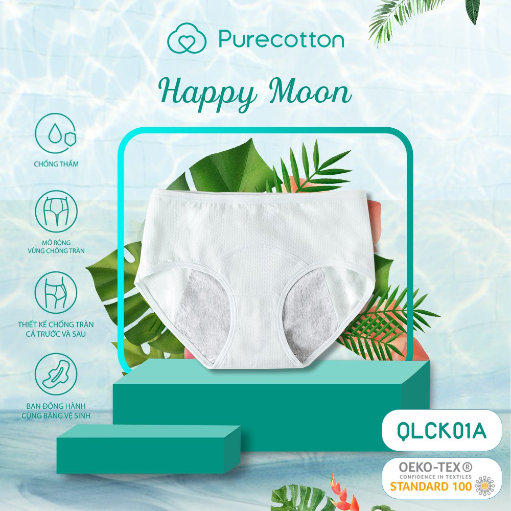 Quần lót chống tràn nguyệt san  Purecotton chống tràn kinh nguyệt Happy Moon PC031