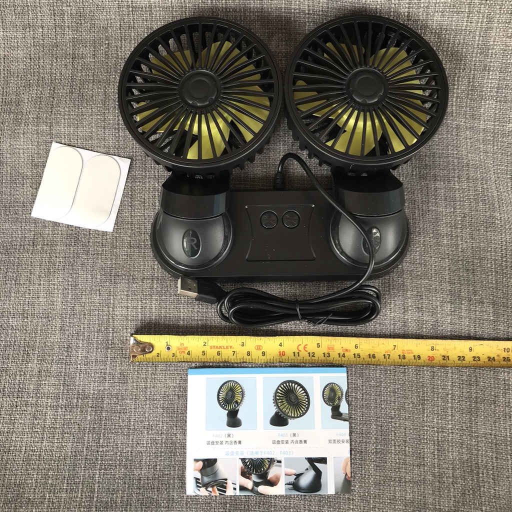 Quạt đôi 5V xoay 360 độ dùng cho ô tô, xe tải