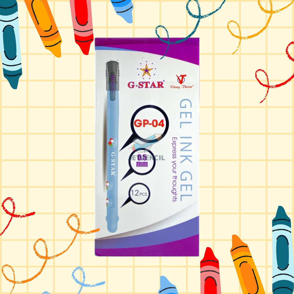 Hộp 12 bút mực nước GP04 ngòi 0.5mm Gstar / Hộp 12 viết gel GP-04 G-star
