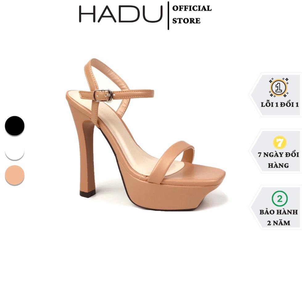 🖊 Giày Sandal cao gót 12cm HADU G128 đế đúp, gót trụ, quai ngang