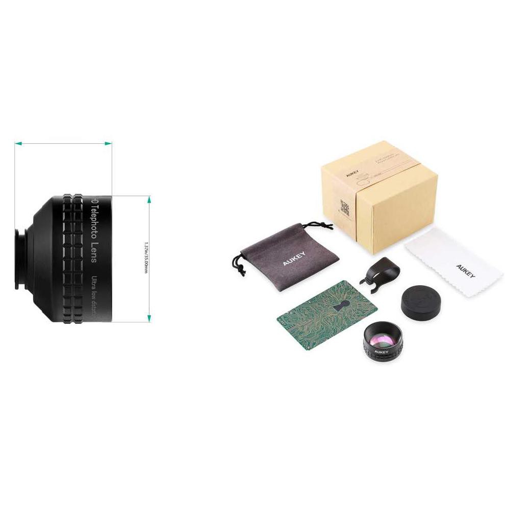 Aukey Optic Pro 2x Telephoto Lens Angle Fish Eye Pl-bl01