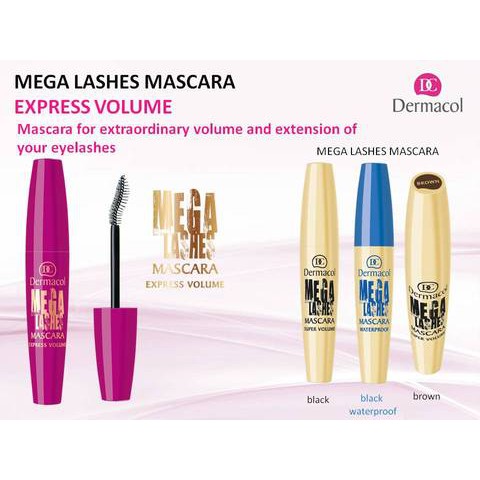 Chuốt Mi Không Thấm Nước Dermacol Mega Lashes Mascara Waterproof 12.5ml