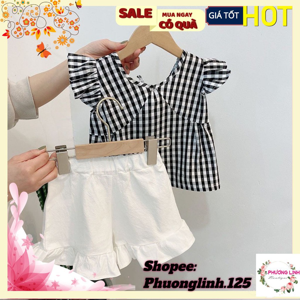 [Mã FASHIONT4FA2 giảm 10K đơn 50K] SET ÁO KẺ ĐEN CÁNH TIÊN QUẦN TRẮNG CHO BG