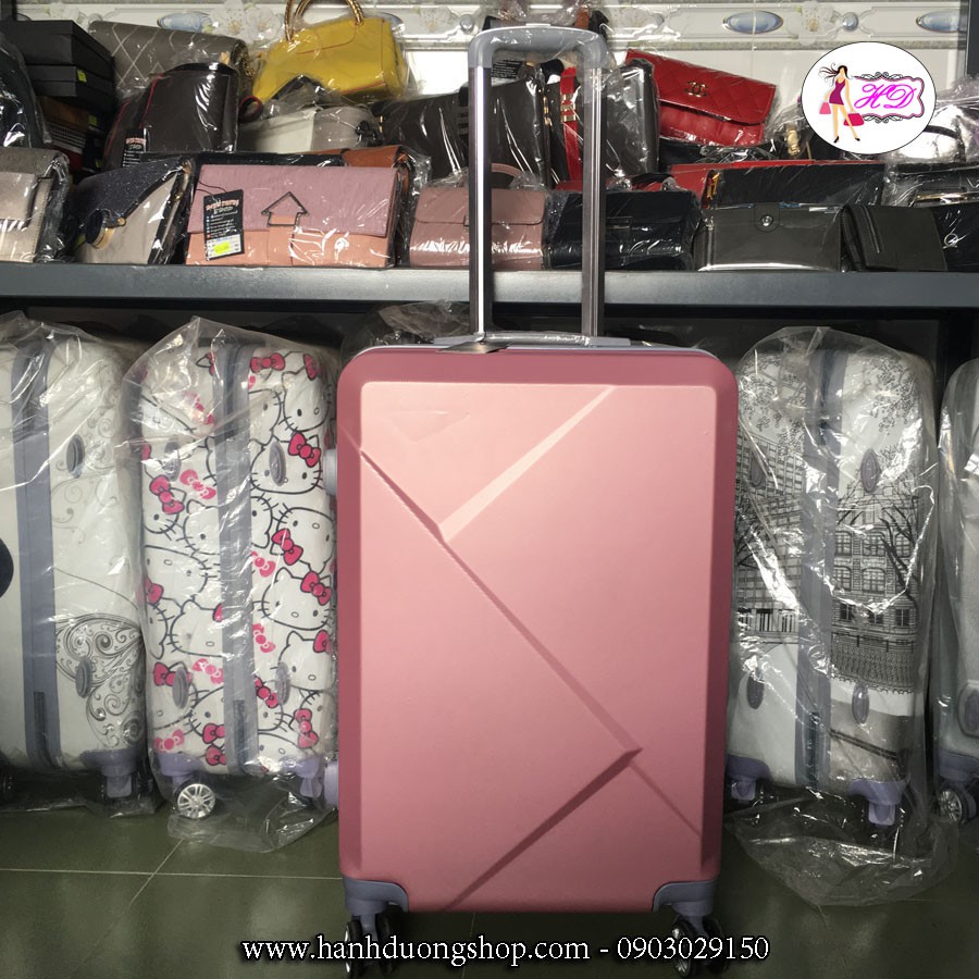 Vali nhựa họa tiết 2 tam giác VL07C – Màu hồng