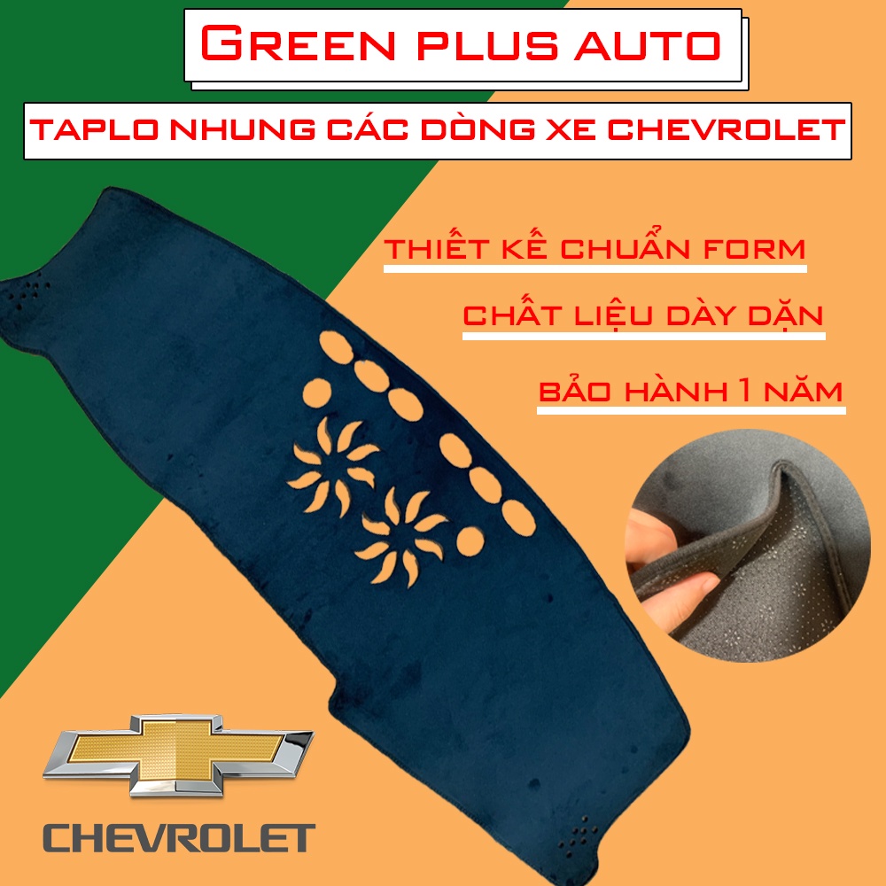 Thảm taplo ô tô xe Chevrolet chất liệu nhung lông cừu bảo hành 1 năm