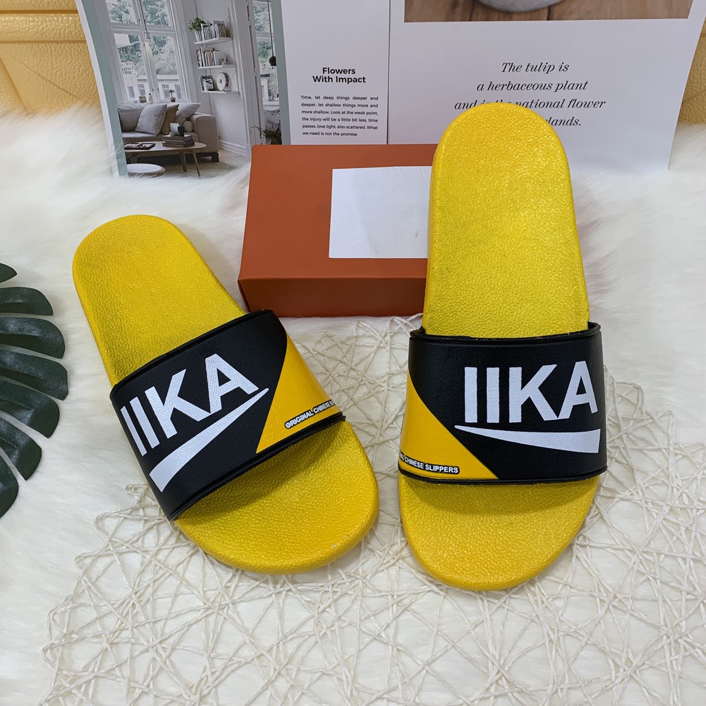 (Có 2 Màu) Dép lê nam thời trang IAKA 2 màu đỏ vàng nổi bật mới về hè 2020
