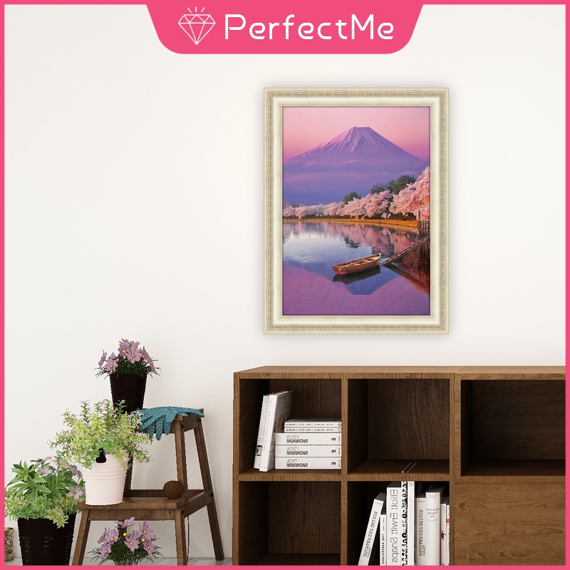 Bộ tranh đính đá 5D họa tiết hoa anh đào độc đáo kích thước 30x40 DIY dùng trang trí nhà cửa