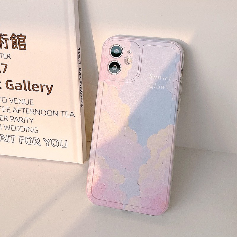 Ốp Điện Thoại Iphone Sunset Glow Viền Nhựa Dẻo Trong Suốt Mặt Nhám 14/7plus/8plus/x/xs/11/12/13./promax Iphone