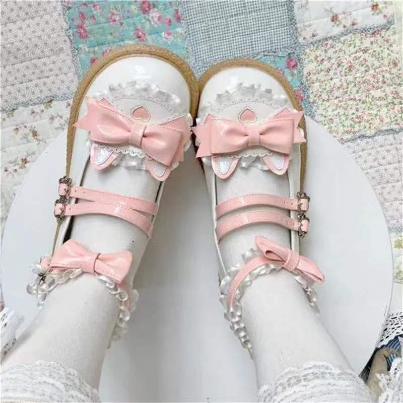 Giày Búp Bê Da Mũi Tròn Phong Cách Lolita Nhật Bản Cho Nữ