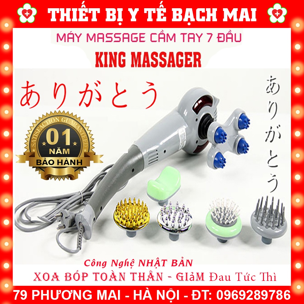 Máy Massage Cầm Tay  Máy Mát Xa Cầm Tay 7 Đầu Hồng Ngoại KING MASSAGER [Chính Hãng - Bảo Hành 12 Tháng]