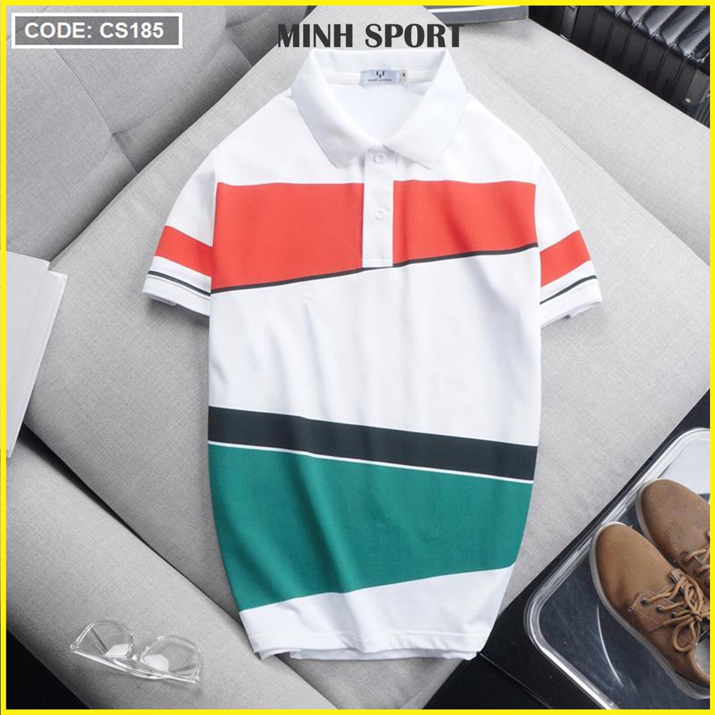 Áo Thun Polo Nam Có Cổ Phối Kẻ Sọc Ngắn Tay, Chất Vải Co Giãn, Thấm Hút Mồ Hôi Tốt mã AO.38