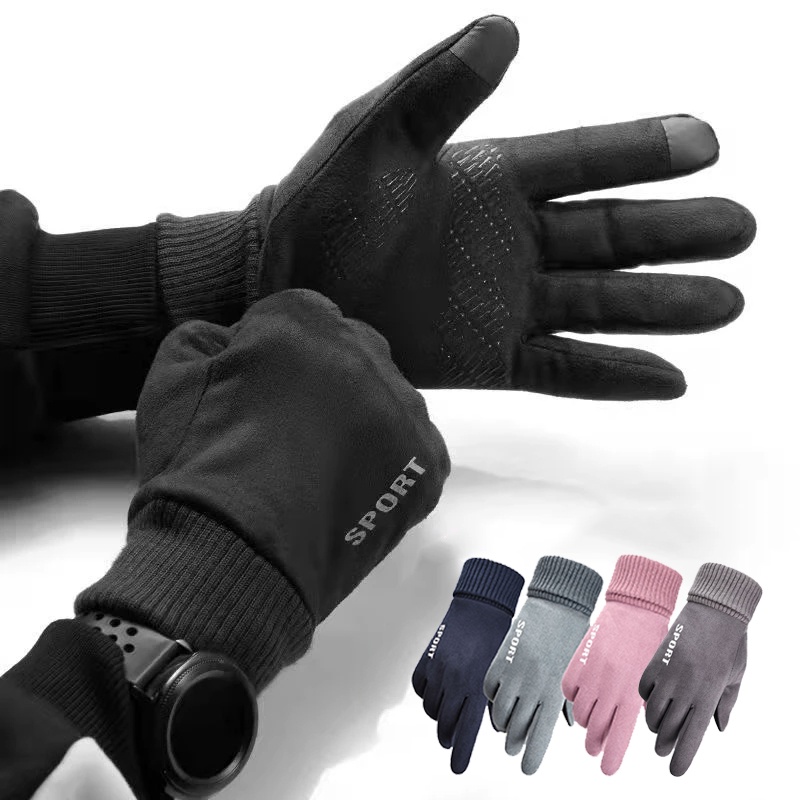 Găng tay cảm ứng dệt kim dày dặn giữ ấm chống trượt chống thấm thời trang mùa đông unisex
