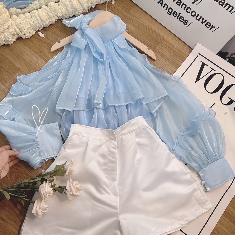 SET ÁO XANH KHOÉT VAI + SHORT