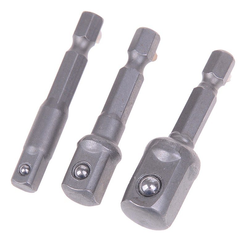 Bộ 3 đầu chuyển đổi mũi khoan 1/4" 3/8" 1/2" thân lục giác cho tua vít tự động