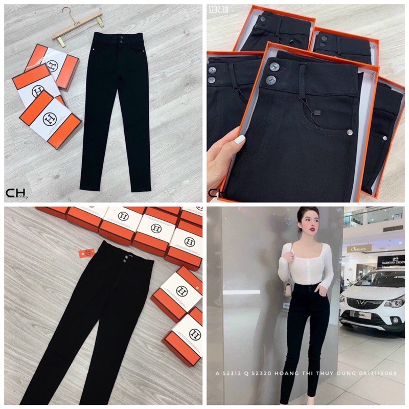 Quần legging cạp cao hai khuy , quần tregging nữ cạp cao gen bụng Full box