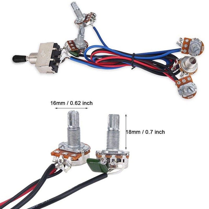 Bộ Dây Công Tắc 2T2V 3 Chiều 500K Thay Thế Cho Đàn Guitar Điện Les Paul LP