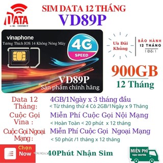 Sim4G VD89P 12THÁNG (  MIỄN PHÍ DATA 900GB + GỌI + CẢ NĂM )Vinaphone ,Kèm Nhiều Gói Khác,BẢO HÀNH 12 THÁNG