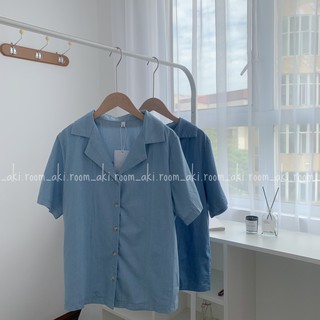 Áo sơ mi cộc tay cổ pijama vải mềm