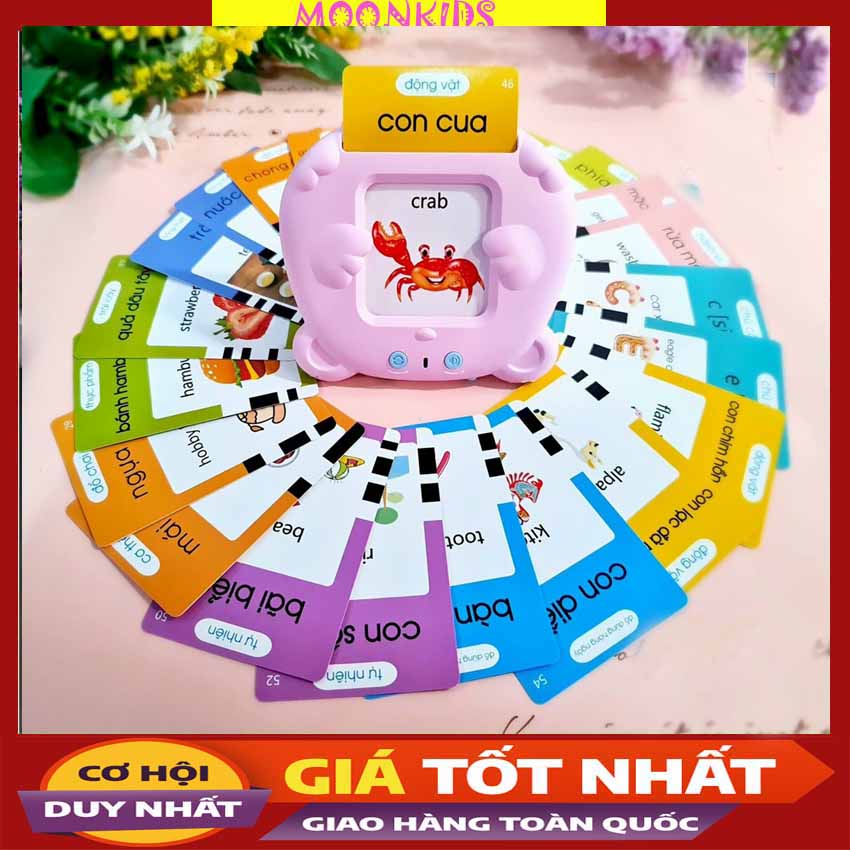 Đồ chơi MÁY ĐỌC THẺ FLASHCARD Tiếng Anh 224 TỪ VỰNG KHÔNG CÓ SÓNG ĐIỆN TỪ, KÈM DÂY SẠC PIN cho bé