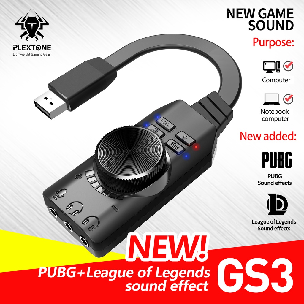 Card Rời Âm Thanh USB Plextone GS3- Sound Card Âm Thanh 7.1 Cho Máy Tính PC - Chuyên Game - Phim