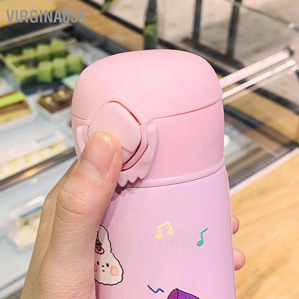 Virgina056 Cartoon Vacuum Cup Stainless Steel Thermal Bottle Insulated Portable Flask for Outdoor
