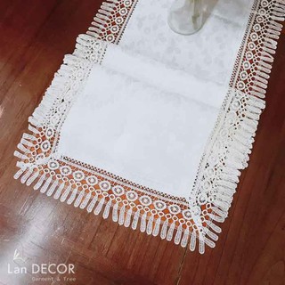 KHĂN TRẢI BÀN REN TRẮNG 40*180cm - KR019