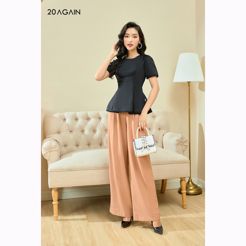 Áo Sơ mi ngắn tay kẹp ren 20AGAIN cổ điển, thanh lịchASA1531
