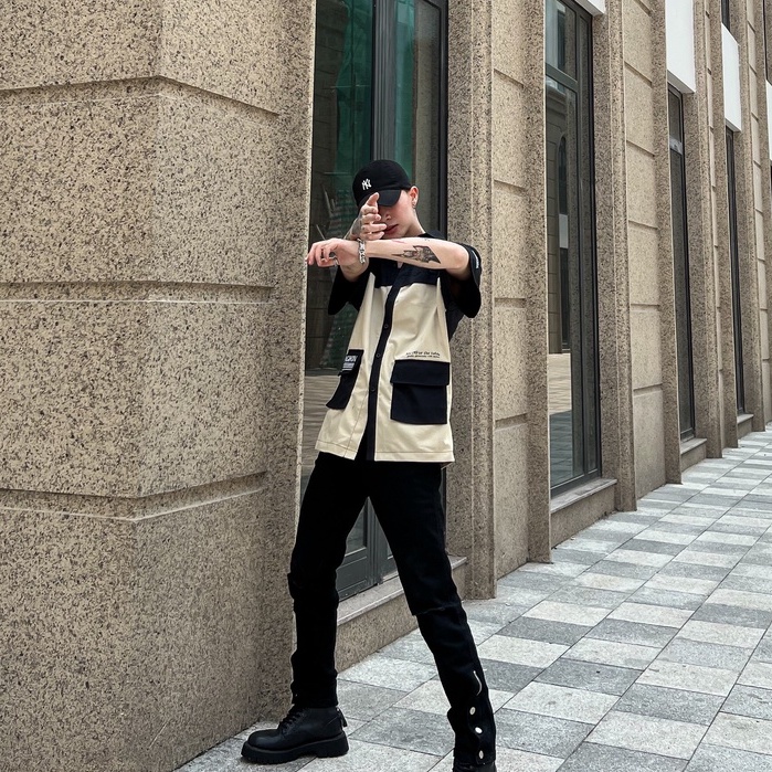 Áo Sơ Mi Tay Lỡ Phối Túi Hộp Dành Cho Nam Kiểu Dáng Cá Tính Và Năng Động