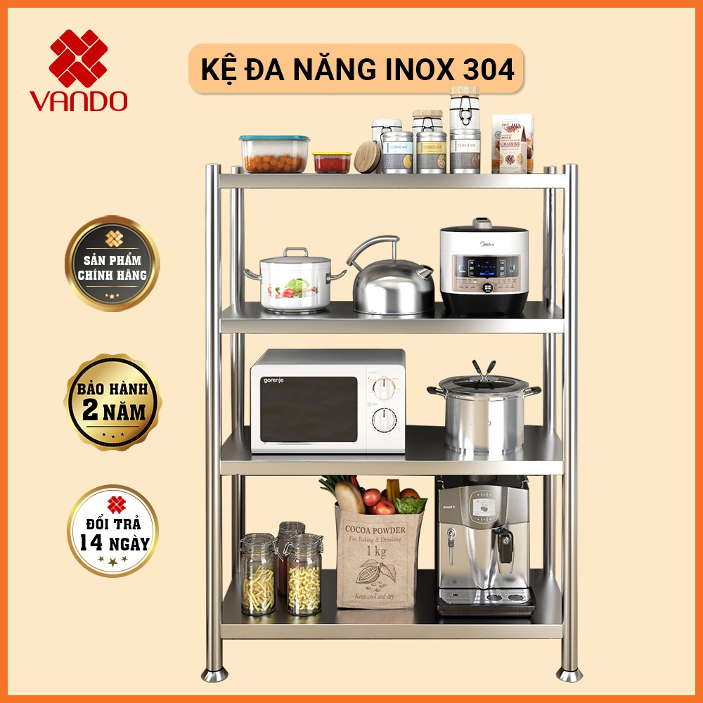 [ RỘNG 100cm ] Giá Kệ Để Đồ Đa Năng INOX 304 VANDO, Kệ Để Lò Vi Sóng, Kệ Lò Nướng, Kệ Để Đồ Nhà Bếp